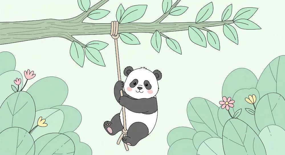 Gyermekszoba tapéta | Vidám pandák az esőerdőben