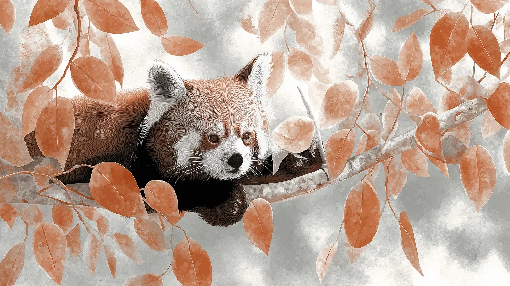 Gyermekszoba tapéta | Vörös panda egy ágon