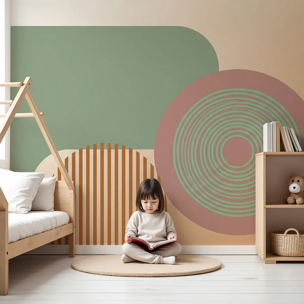 Gyermekszobai tapéta | Modern geometrikus minták lágy színekkel