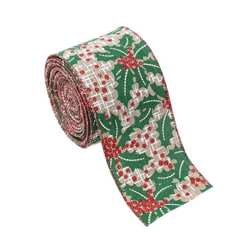 Karácsonyi díszszalag, Vivimall, karácsonyfadísz, ünnepségek, karácsonyfa mintás szalag, 200 x 6,3 cm, Khaki