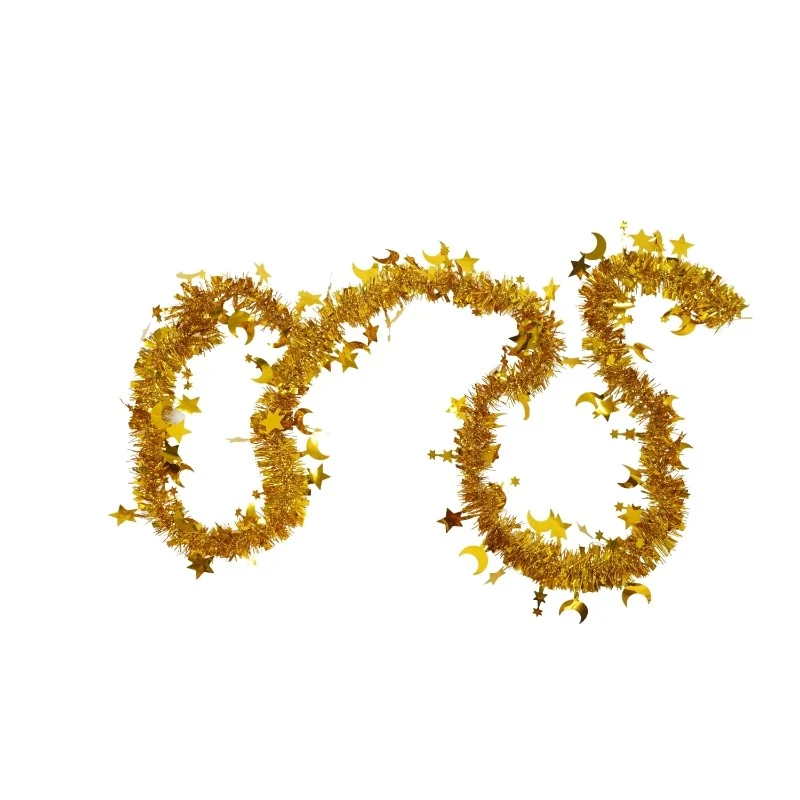 Karácsonyi girland, Vivimall, arany, méret: 2 m x 9 cm x 5 cm, anyag: PVC fólia, bel- és kültérre egyaránt