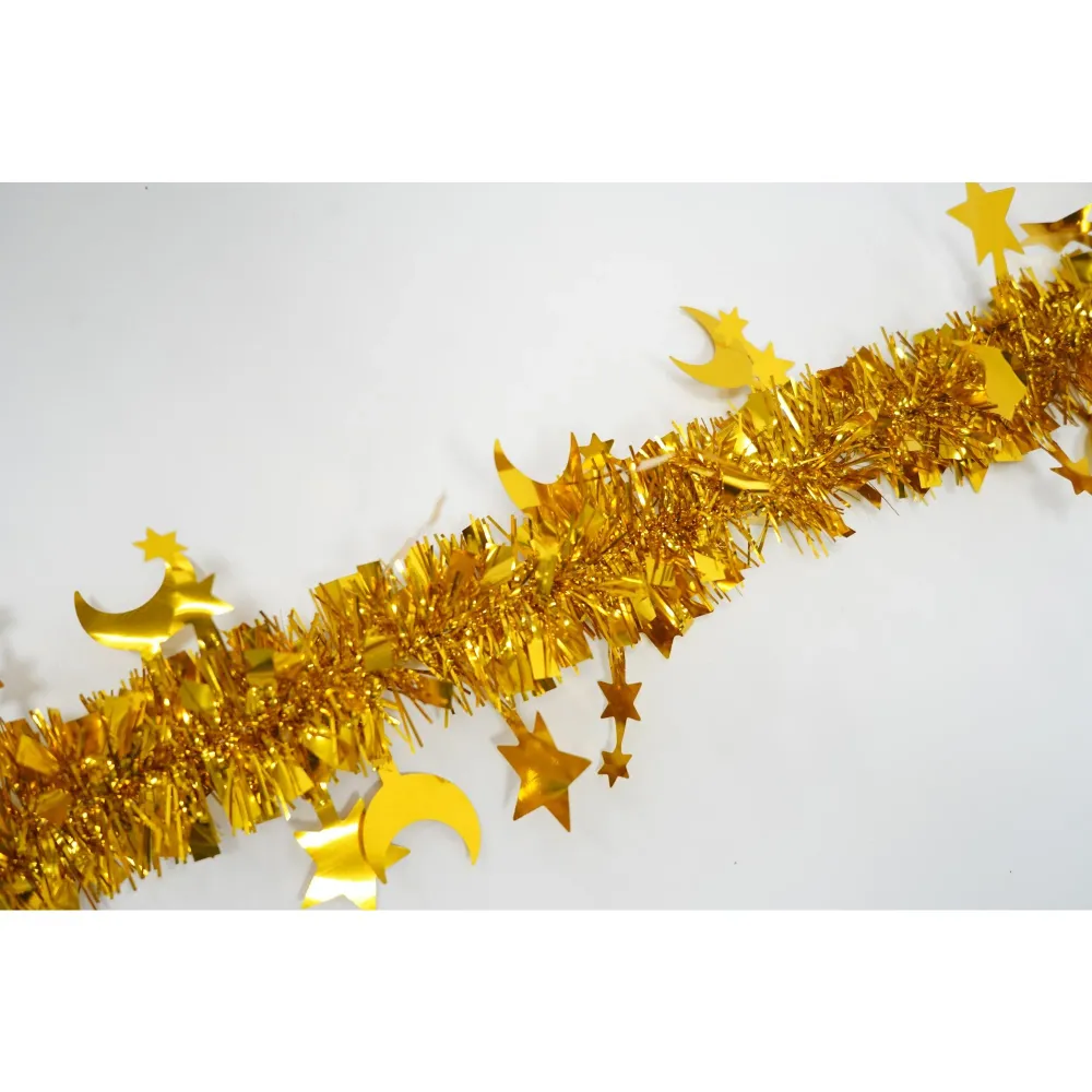 Karácsonyi girland, Vivimall, arany, méret: 2 m x 9 cm x 5 cm, anyag: PVC fólia, bel- és kültérre egyaránt