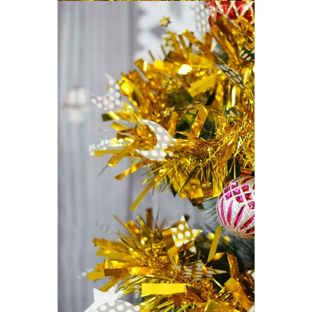 Karácsonyi girland, Vivimall, arany, méret: 2 m x 9 cm x 9 cm, anyag: PVC fólia, bel-/kültéri