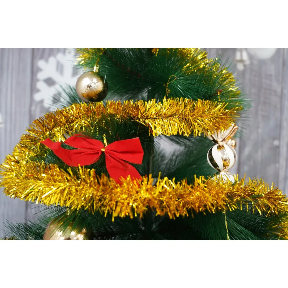 Karácsonyi girland, Vivimall, arany, méret: 2 m x 5 cm, anyaga: PVC fólia, bel-/kültéri