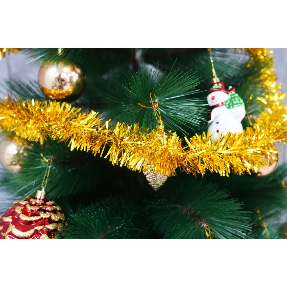 Karácsonyi girland, Vivimall, arany, méret: 2 m x 5 cm, anyaga: PVC fólia, bel-/kültéri