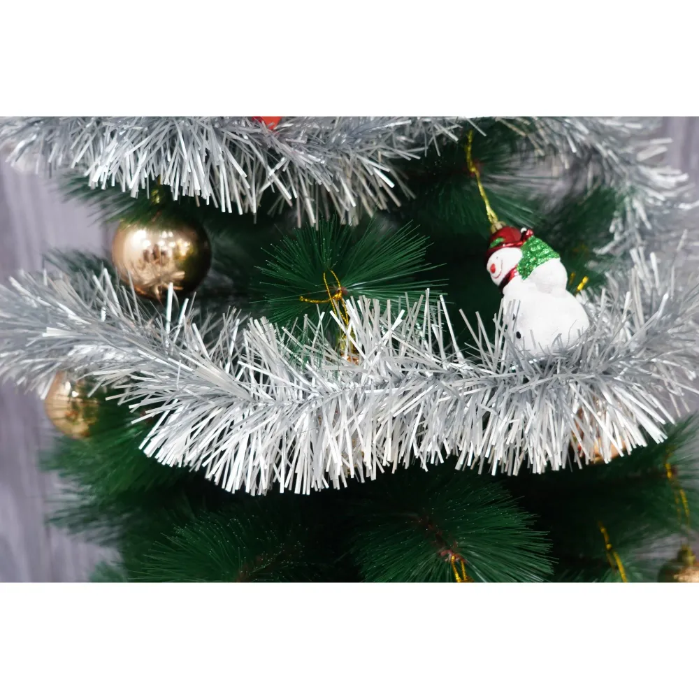 Karácsonyi girland, Vivimall, ezüst, mérete: 2 m x 9 cm, anyaga: PVC fólia, bel-/kültéri