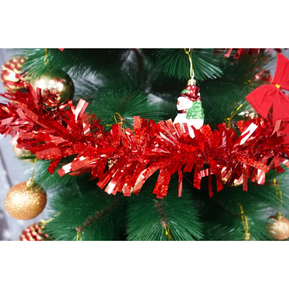 Karácsonyi girland, Vivimall, piros, méret: 2 m x 9 cm, anyag: PVC fólia, beltéri/kültéri