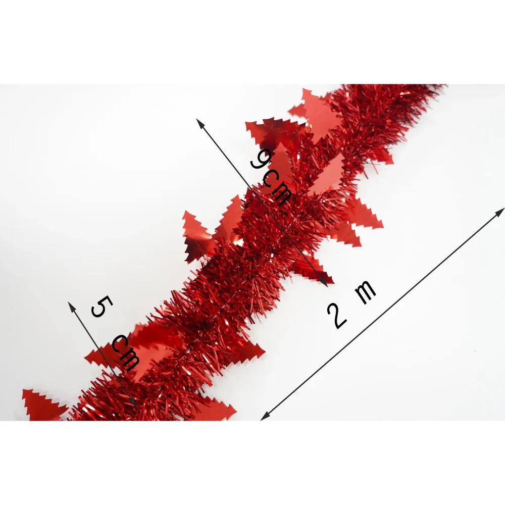 Karácsonyi girland, Vivimall, piros, mérete: 2 m x 9 cm x 5 cm anyaga: PVC fólia, bel- és kültéri