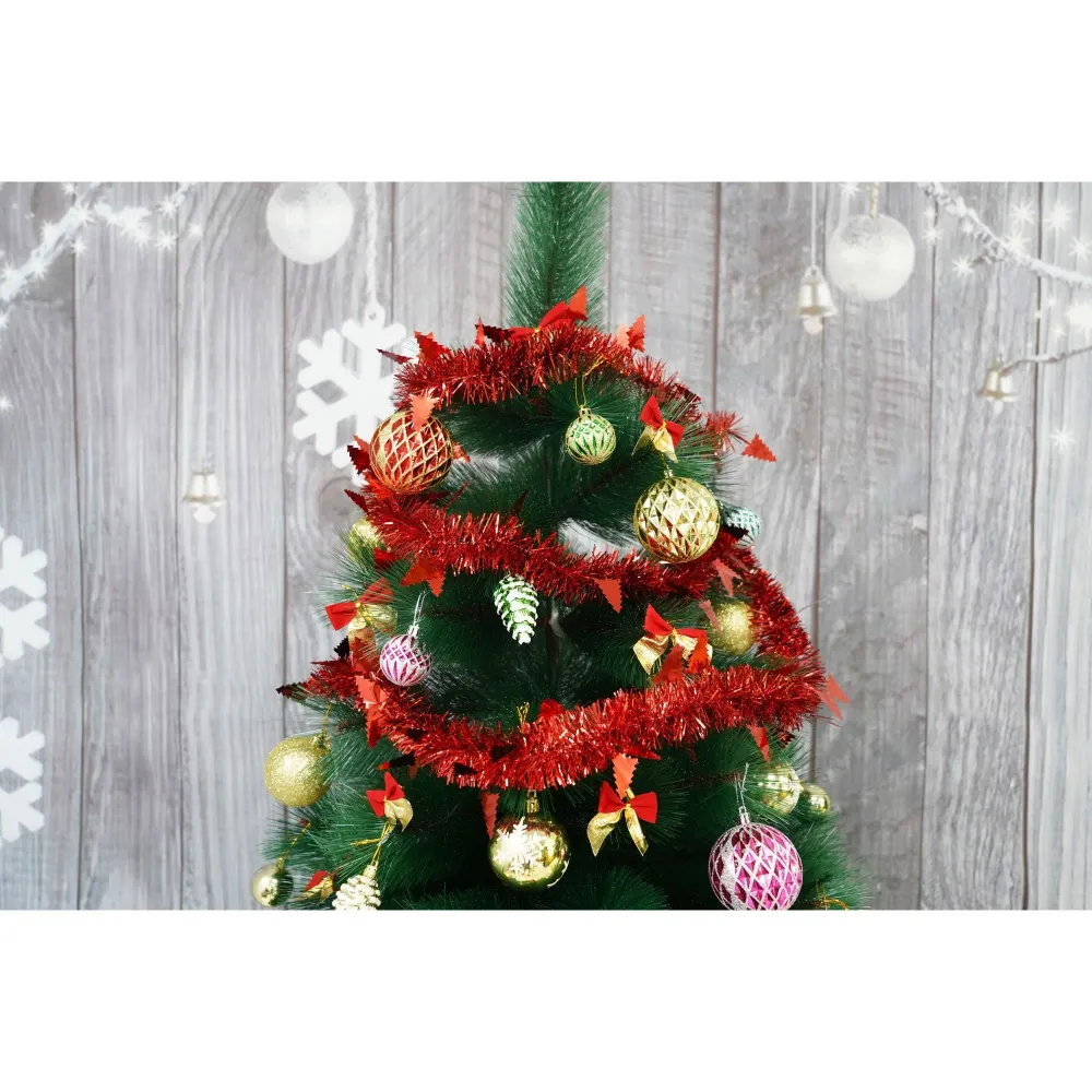 Karácsonyi girland, Vivimall, piros, mérete: 2 m x 9 cm x 5 cm anyaga: PVC fólia, bel- és kültéri
