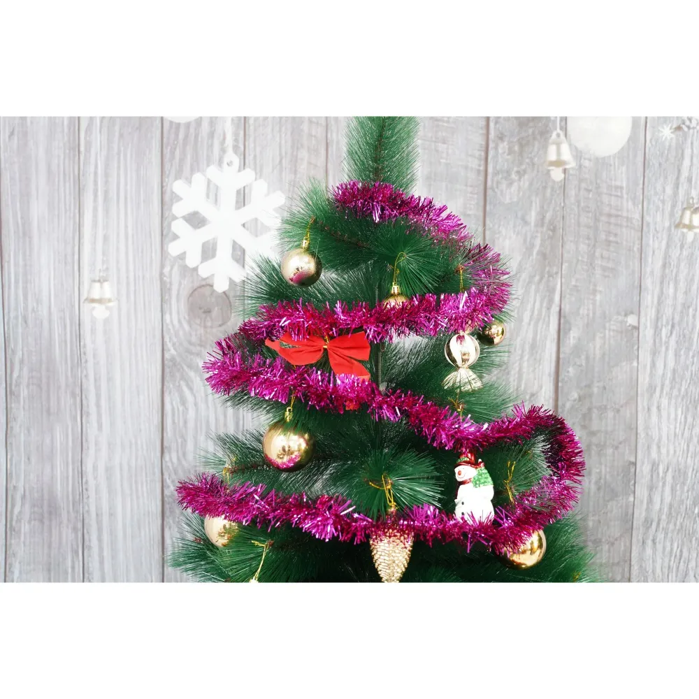 Karácsonyi girland, Vivimall, rózsaszín, méret: 2 m x 5 cm, anyag: PVC fólia, bel- és kültérre