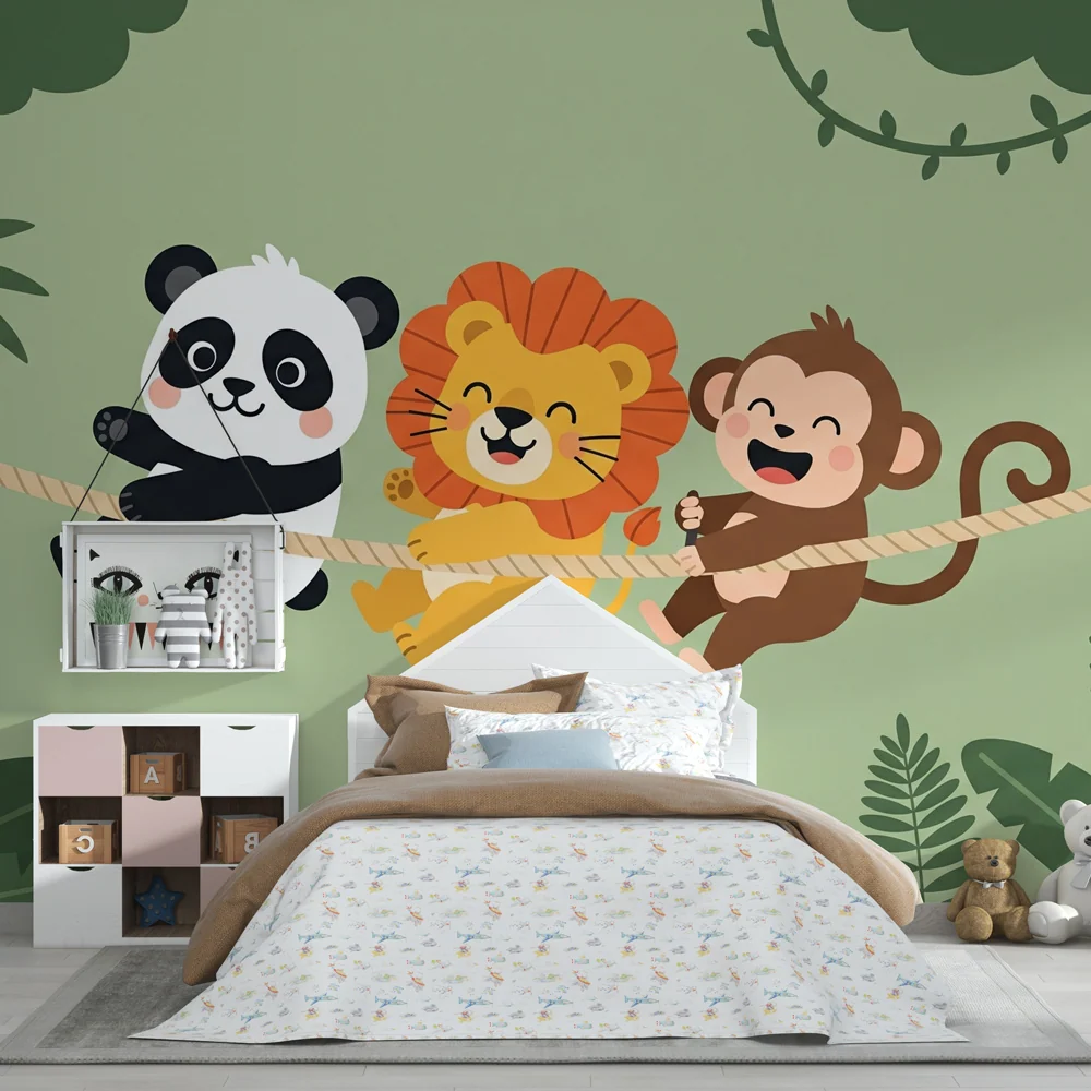 Kids room wallpaper | Friends jungle party