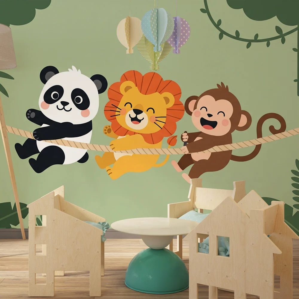 Kids room wallpaper | Friends jungle party