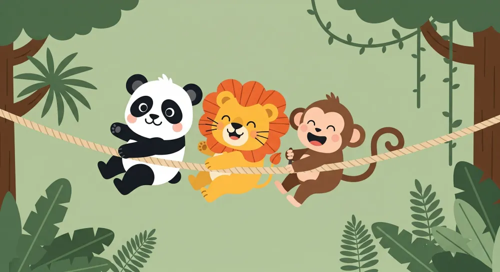 Kids room wallpaper | Friends jungle party