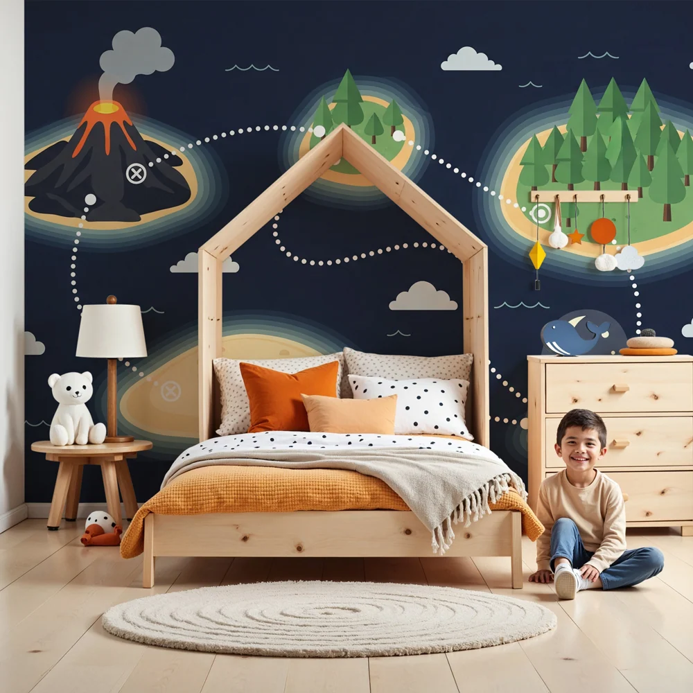Kids room wallpaper | Kalandos kincses térkép