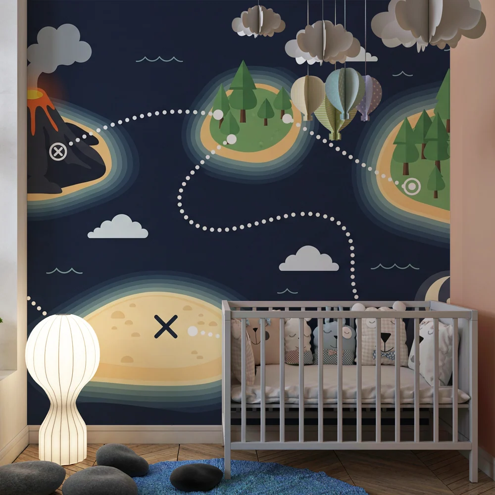 Kids room wallpaper | Kalandos kincses térkép