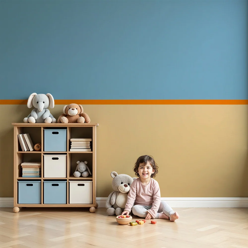 Kids room wallpaper | Kék ég és lágy homok narancssárga érintéssel