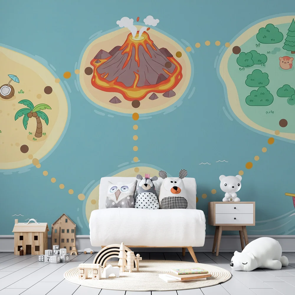 Kids room wallpaper | Varázslatos kincses térkép