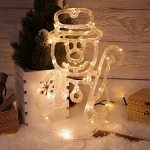 LED karácsonyi ablakdísz,hóember,elemes Timer 6+18h, 30LED, 3000K, 3xAA, CHRASM30WW
