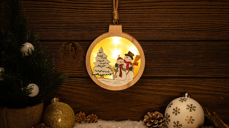 LED karácsonyi ablakdísz,hóember,kör,elemes , Timer 6+18h, 5LED, 3000K, 2xAAA,CHRHCSN5WW