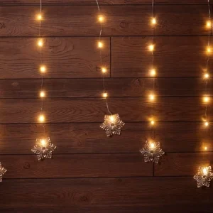 LED karácsonyi ablakdísz,lánc,hópehely,elemes Timer 6+18h,47LED, 3000K, 3xAA (elem nem tartozék) CHRWSF47WW