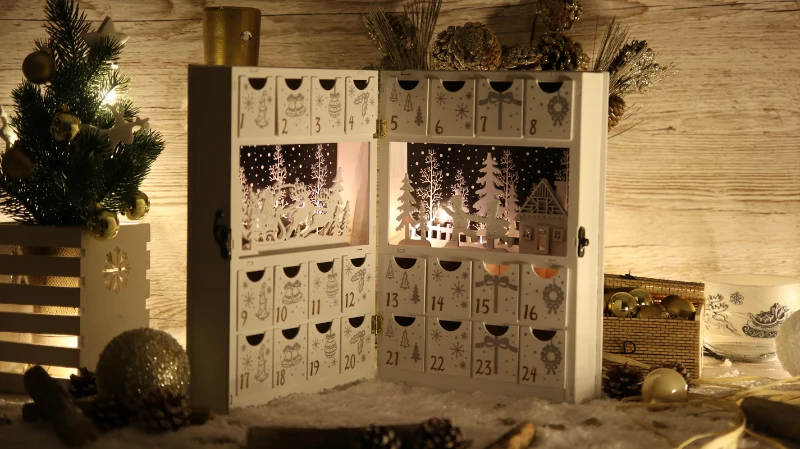 LED karácsonyi adventi kalendárium, elemes Timer 6+18h, 6LED, 3000K, 2xAAA CHRACB6WW