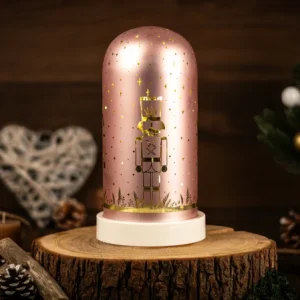 LED karácsonyi bura, diótörő, üveg, elemes , Timer 6+18h, 10LED, 3000K, 3xAA,CHRGP10WW,