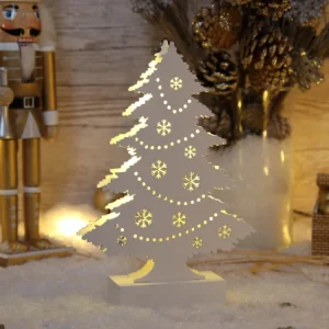 LED karácsonyi fenyő, fehér, fa, elemes Timer 6+18h,7LED, 3000K, 2xAA CHRTRWW7WW