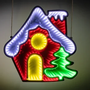 LED karácsonyi tükördísz , házikó, USB , 1,5m, 327LED, 4,5W, RGB,CHRMMH