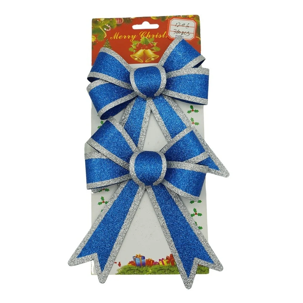 2 db masni karácsonyfára, kék, ezüst szegéllyel, 13 x 18 cm, PVC, Vivimall