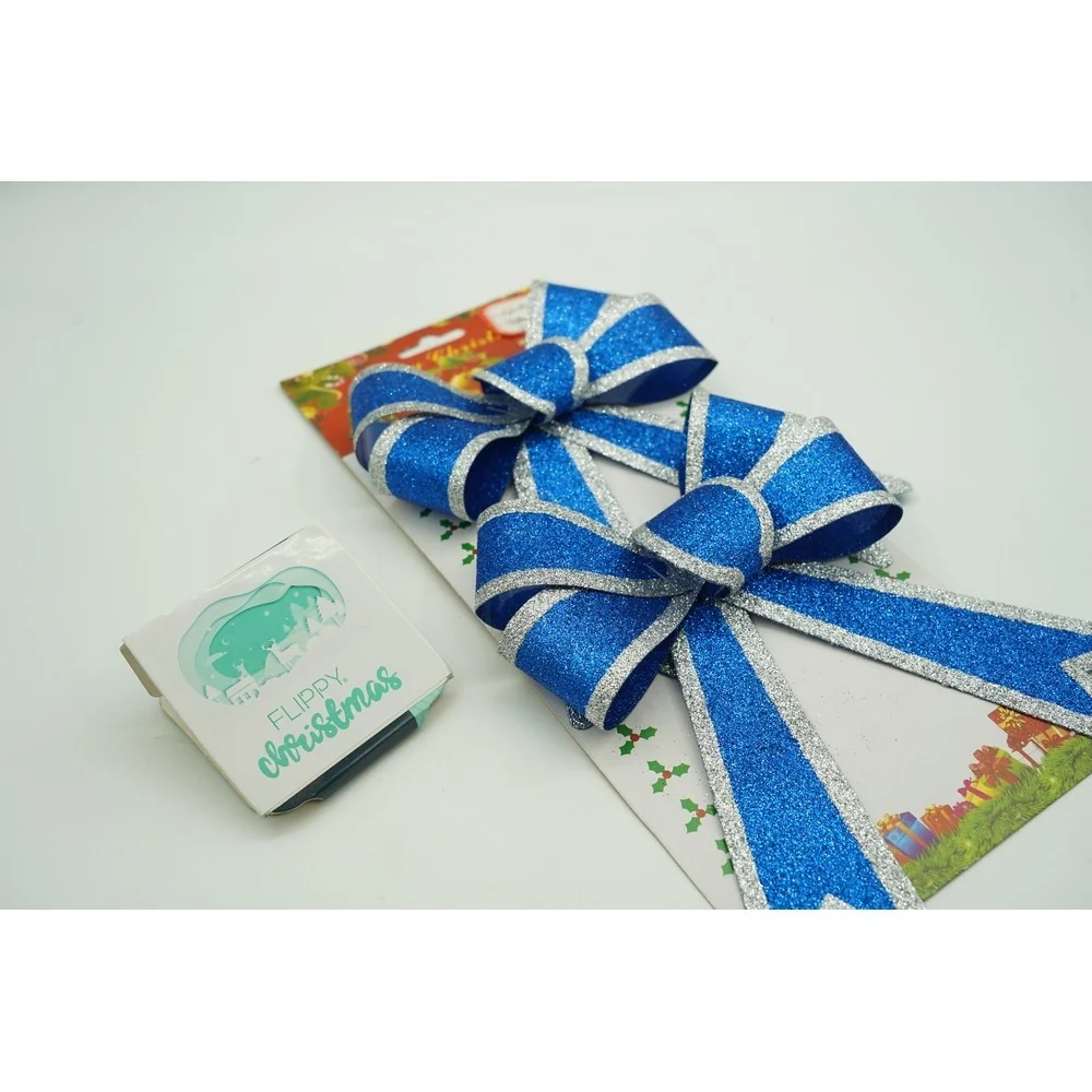 2 db masni karácsonyfára, kék, ezüst szegéllyel, 13 x 18 cm, PVC, Vivimall