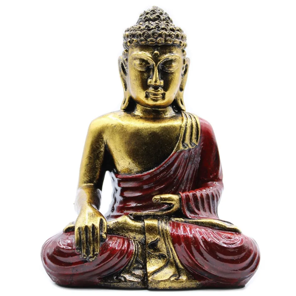 Nagy Buddha szobor piros és arany gyanta