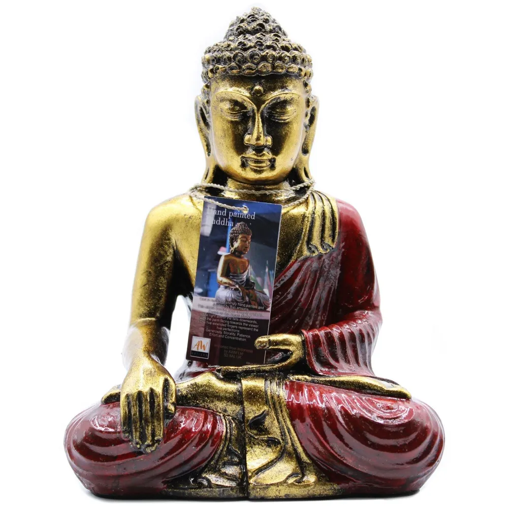 Nagy Buddha szobor piros és arany gyanta