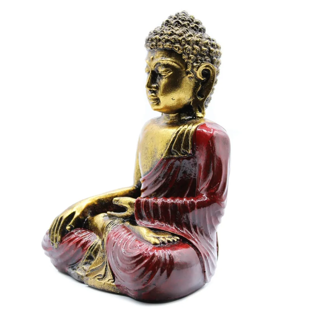 Nagy Buddha szobor piros és arany gyanta