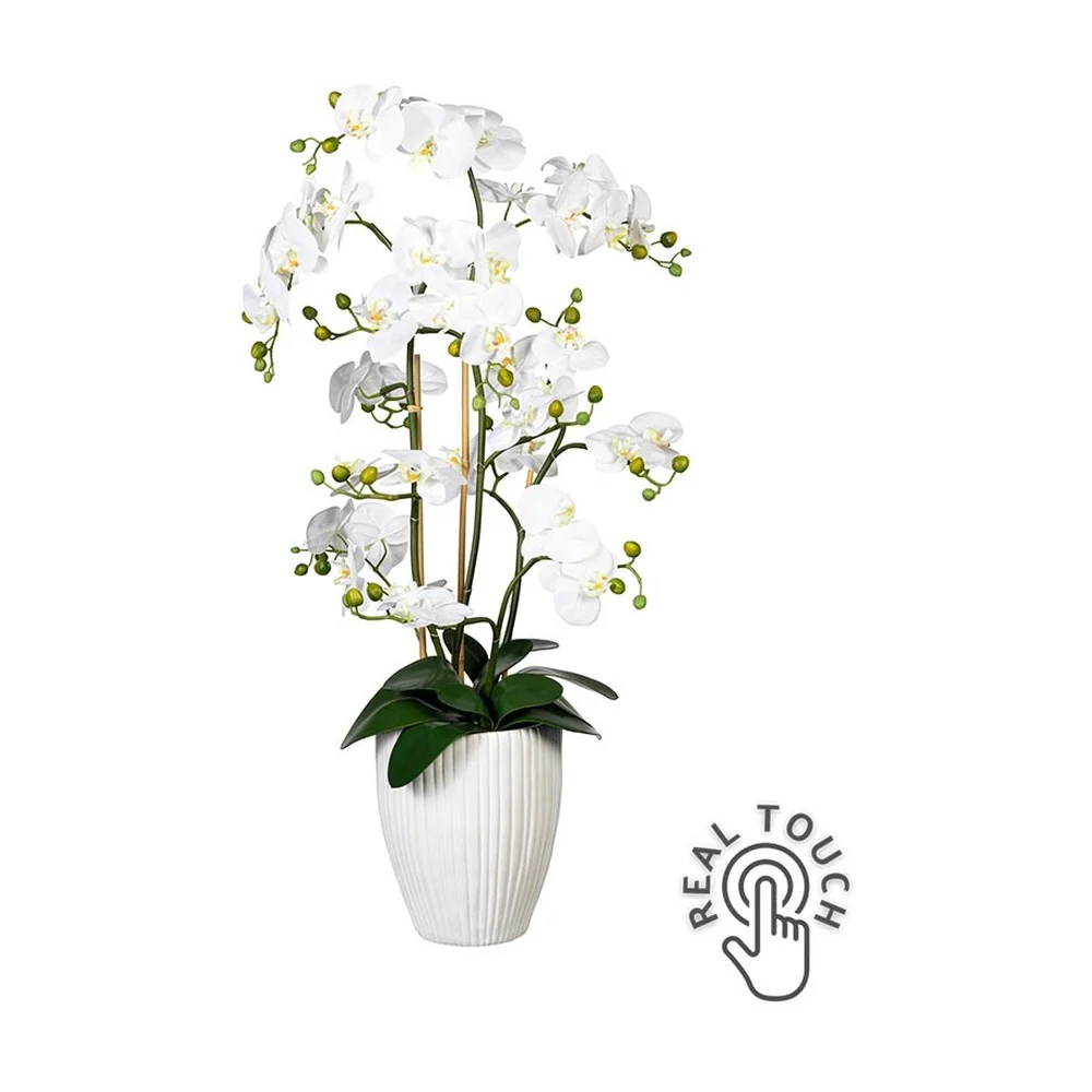 Nagy orchidea cserepes művirág 110 cm fehér Real Touch "Orchid"
