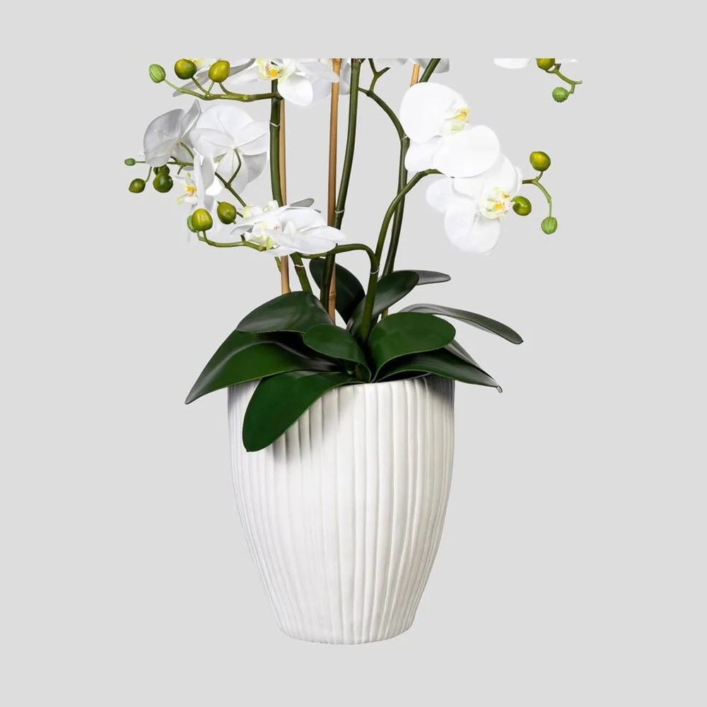 Nagy orchidea cserepes művirág 110 cm fehér Real Touch "Orchid"