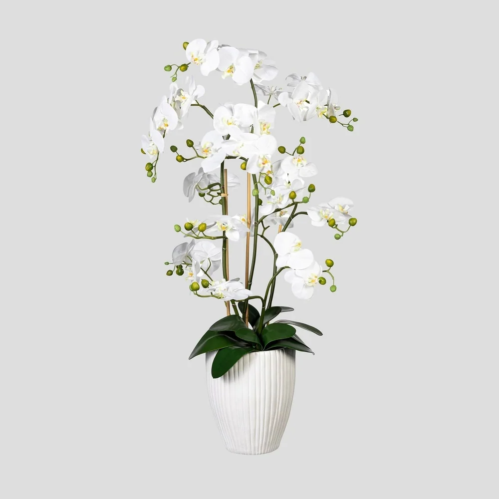 Nagy orchidea cserepes művirág 110 cm fehér Real Touch "Orchid"
