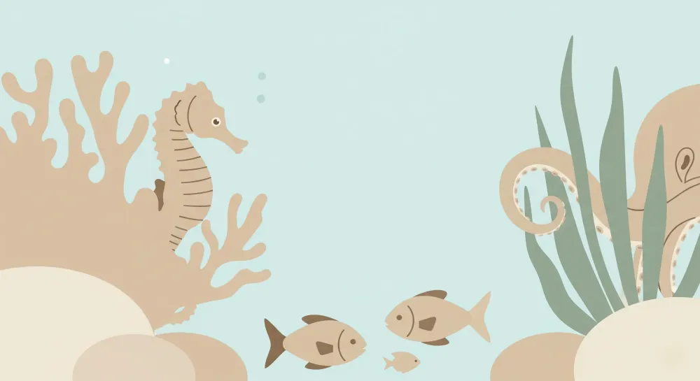 Nursery room wallpaper | Boldugás vidám búvárhelyen tengeri lóval és polippal