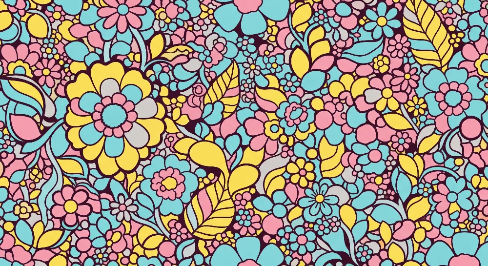 Nursery room wallpaper | Colorful floral patterns pastel shades