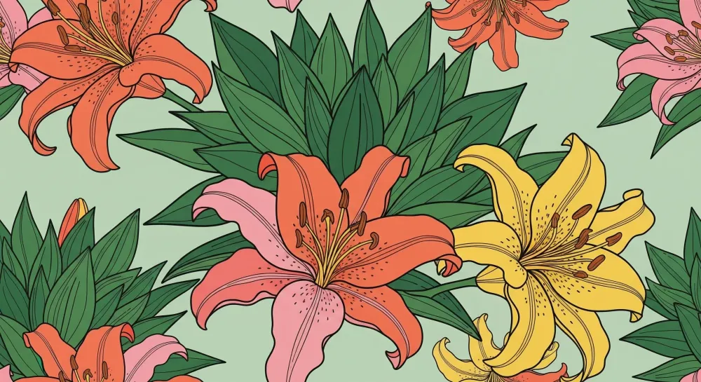 Nursery room wallpaper | Colorful flowers and green foliage