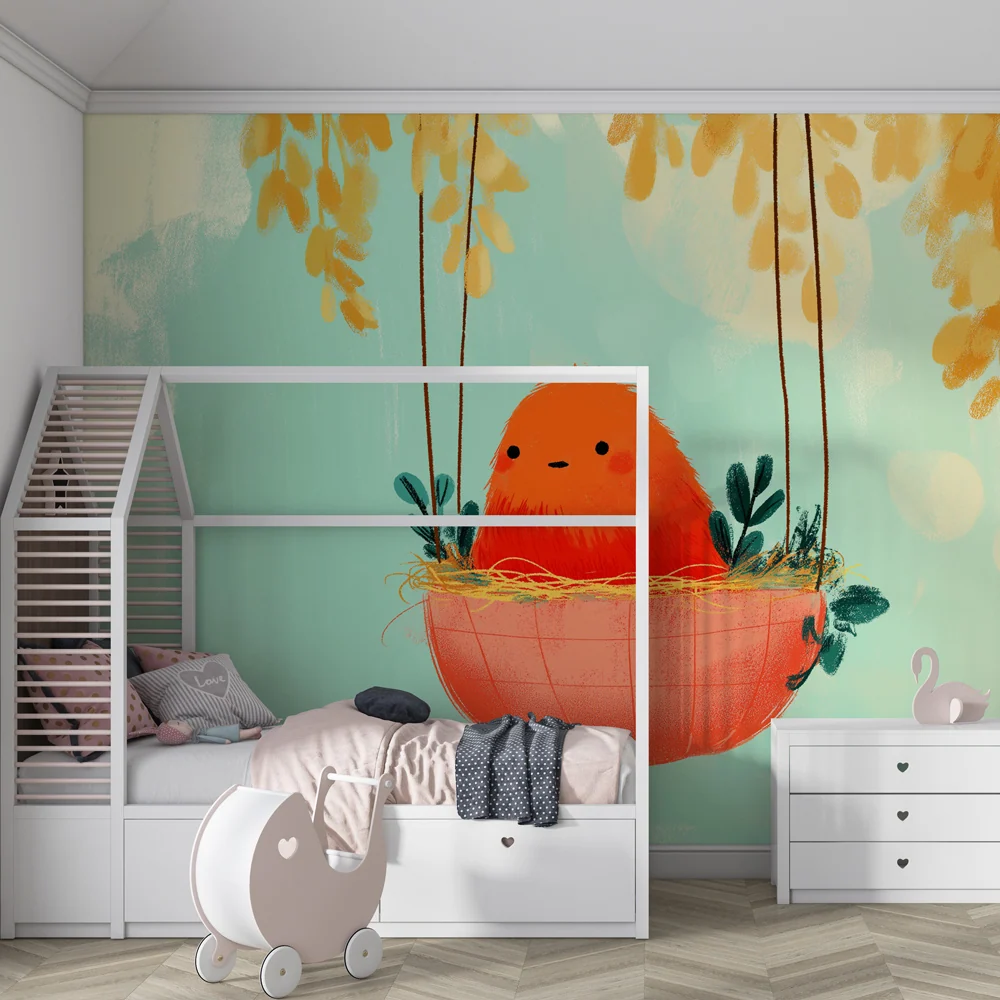 Nursery room wallpaper | Cute birds and soothing nature