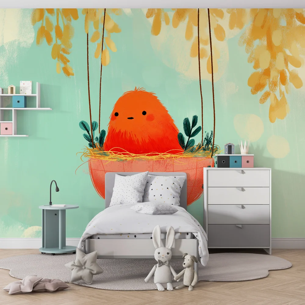 Nursery room wallpaper | Cute birds and soothing nature