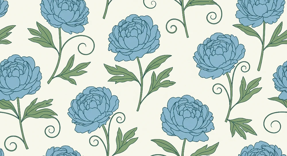 Nursery room wallpaper | Delicate blue flowers on cream background