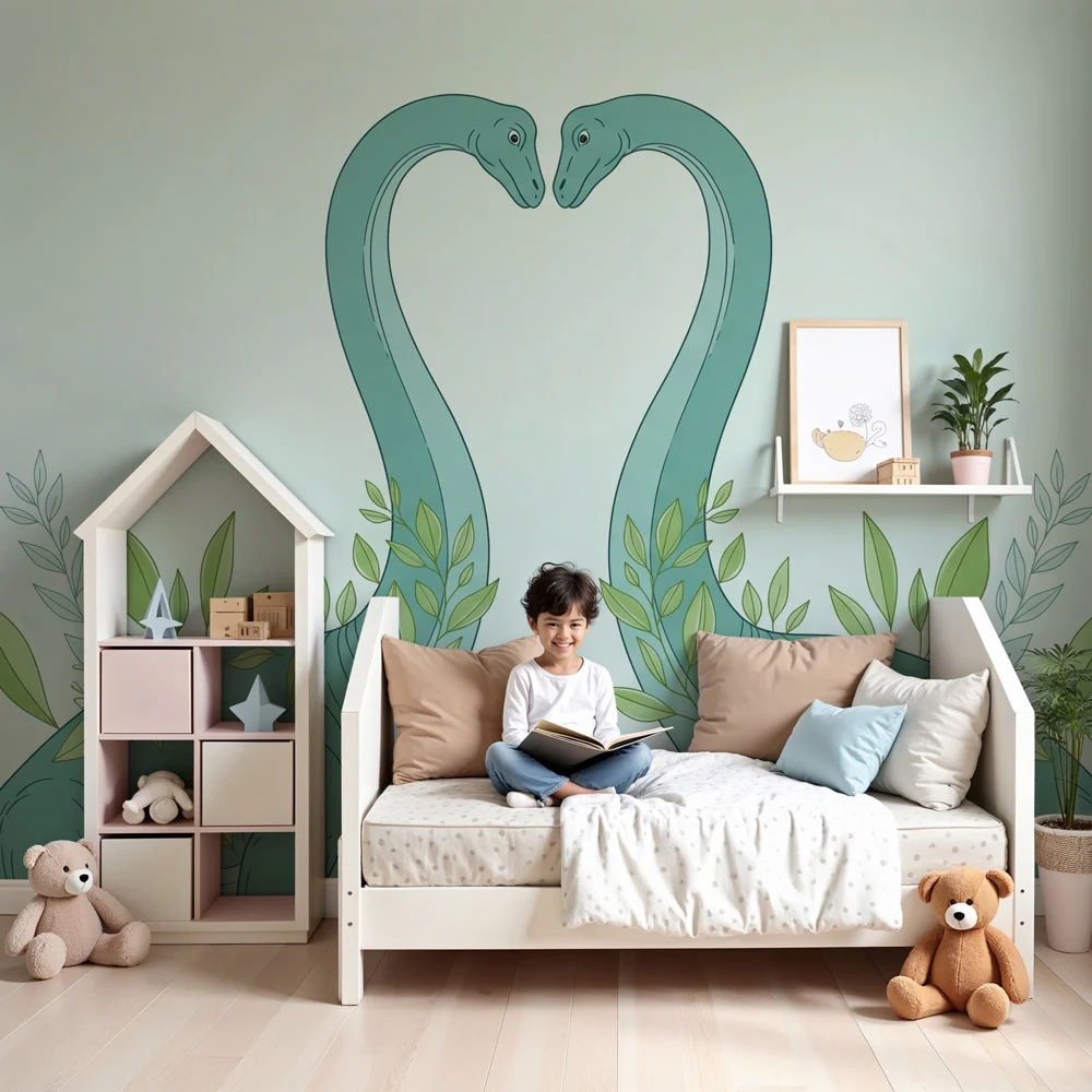 Nursery room wallpaper | Dinoszauruszok szerelmesei diplodokusszal
