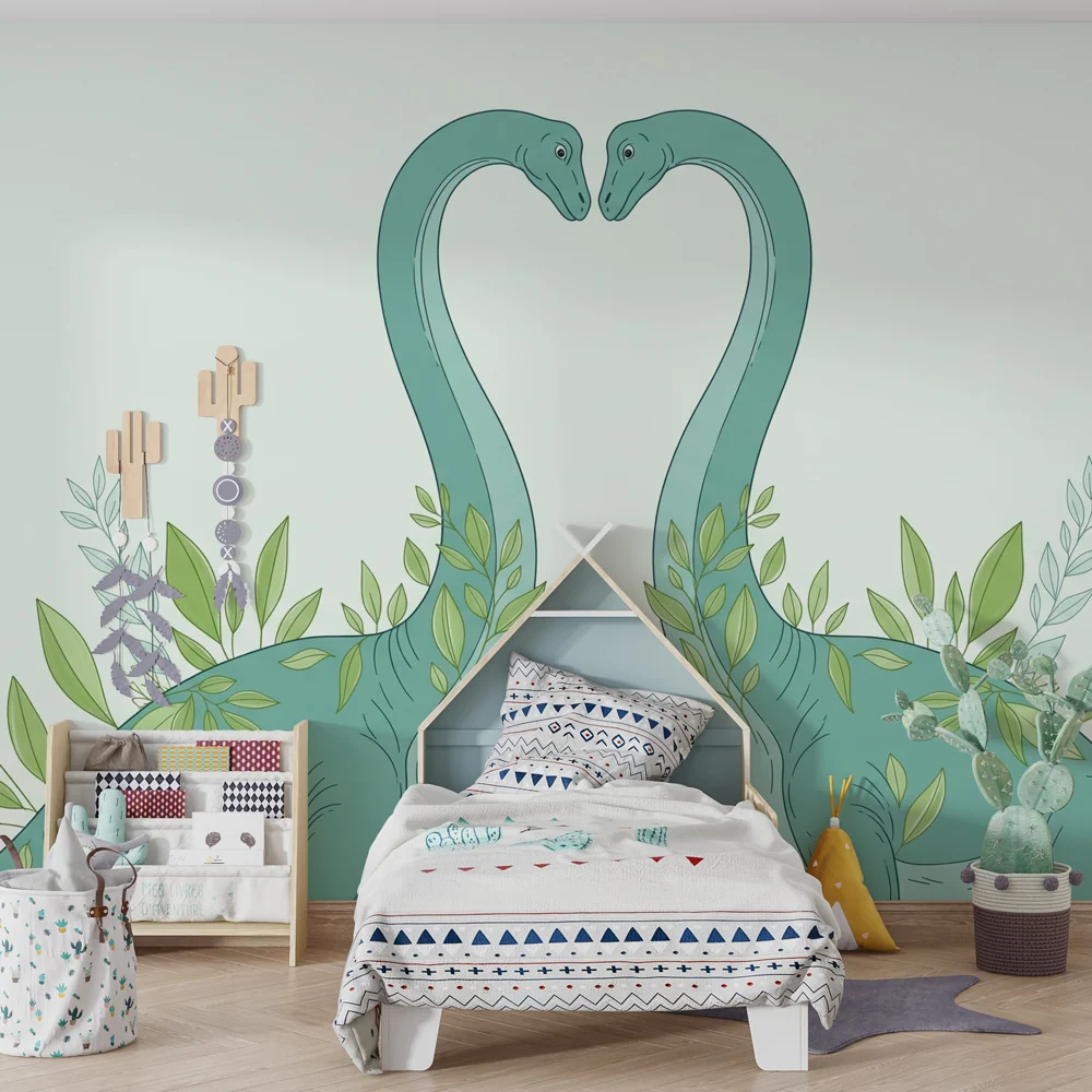 Nursery room wallpaper | Dinoszauruszok szerelmesei diplodokusszal