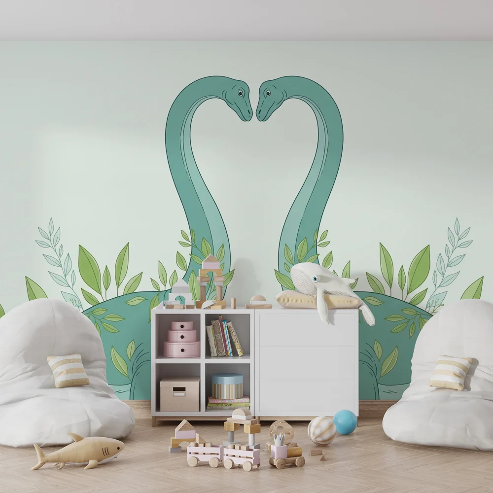 Nursery room wallpaper | Dinoszauruszok szerelmesei diplodokusszal