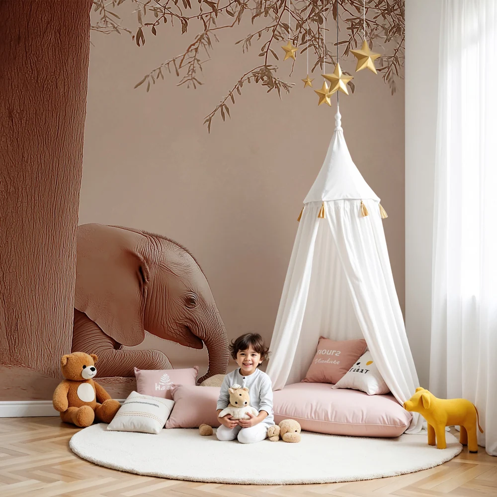 Nursery room wallpaper | Elefánt eleganciája egy fa alatt