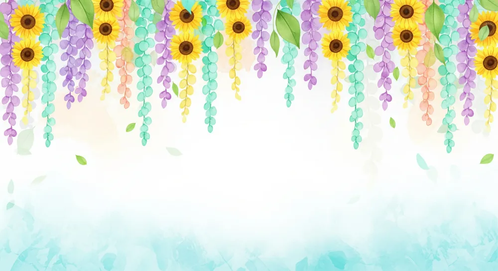 Nursery room wallpaper | Falling flowers and sunflowers