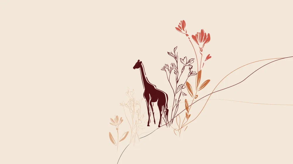 Nursery room wallpaper | Giraffe és finom virágok