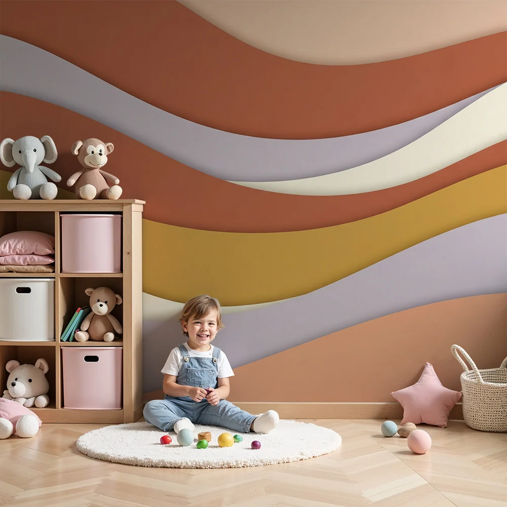 Nursery room wallpaper | Gyengéd hullámok pasztell színekkel nyugtató hangulatért