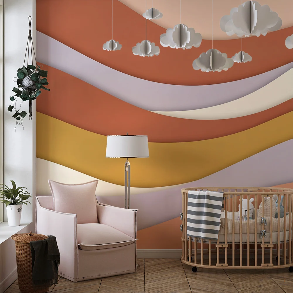 Nursery room wallpaper | Gyengéd hullámok pasztell színekkel nyugtató hangulatért